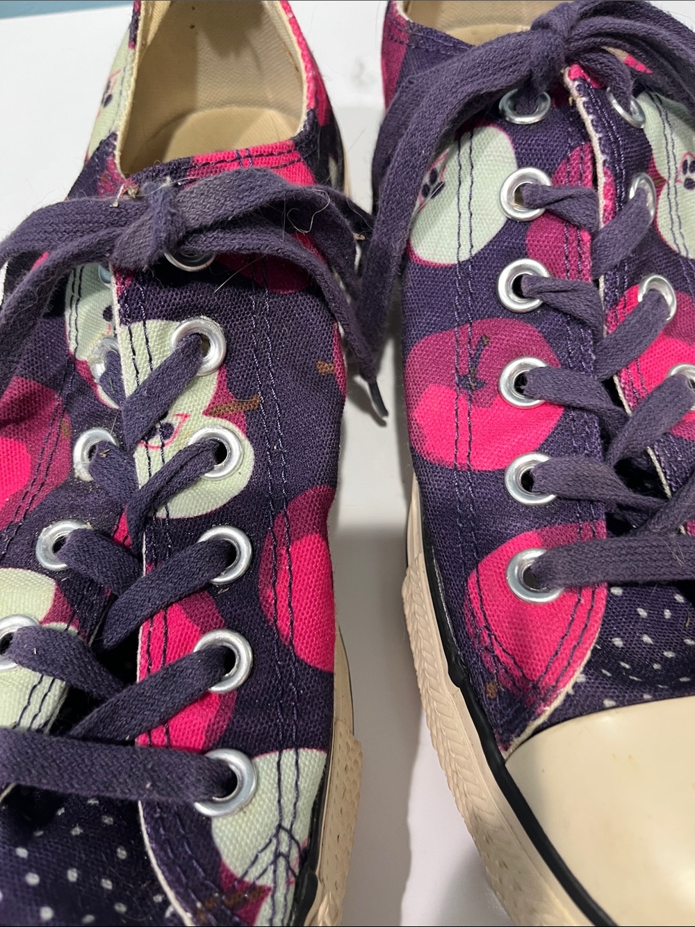 Converse Low-Top Canvas Sneakers in Dark Purple and Hot Pink - Picture 5 of 7